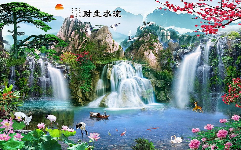 Phong cảnh sơn thủy hồ thác MHT2-321